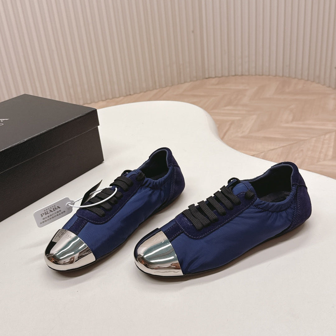 PRA 26S Mary Jane Navy Blue Sliver Canvas Suede 600624