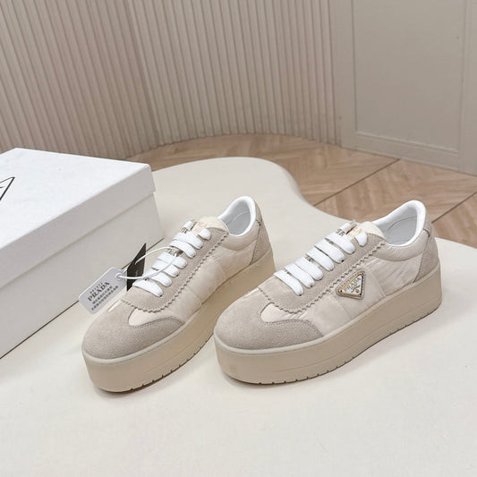 PRA 2026S Platform Sneakers 50 Light Beige Suede Cowhide 663492