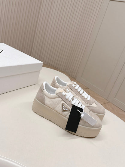 PRA 2026S Platform Sneakers 50 Light Beige Suede Cowhide 663492