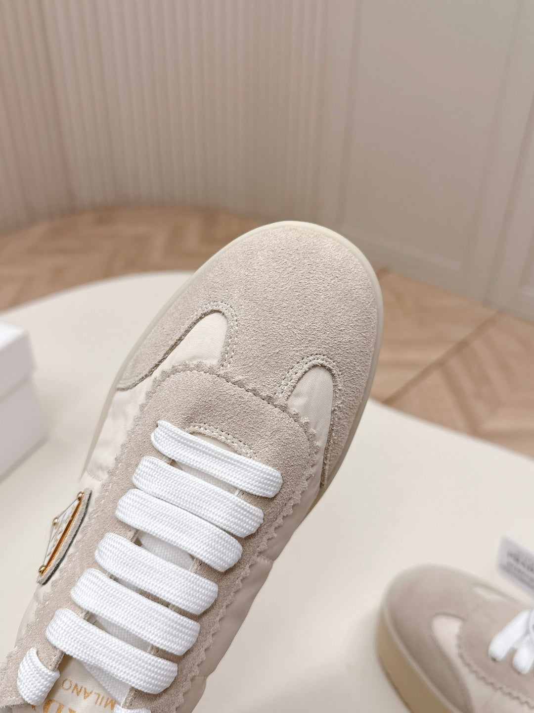 PRA 2026S Platform Sneakers 50 Light Beige Suede Cowhide 663492