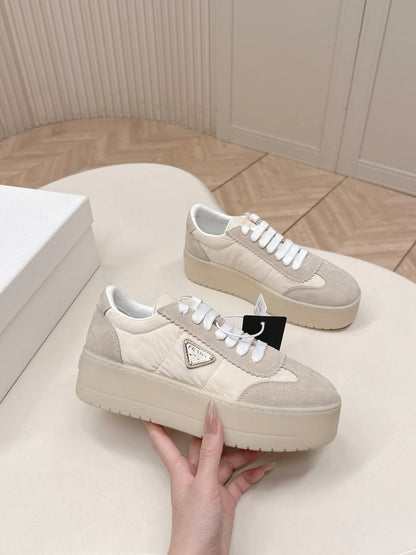 PRA 2026S Platform Sneakers 50 Light Beige Suede Cowhide 663492