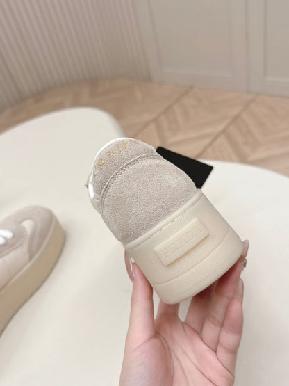 PRA 2026S Platform Sneakers 50 Light Beige Suede Cowhide 663492