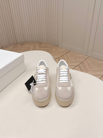PRA 2026S Platform Sneakers 50 Light Beige Suede Cowhide 663492
