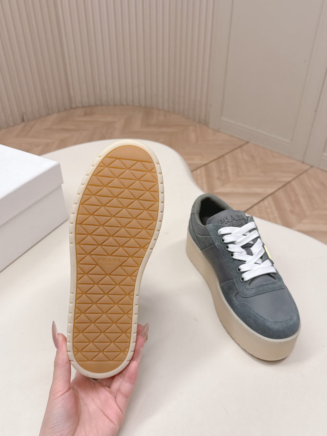 PRA 2026S Platform Sneakers 50 Dark Gray Suede Cowhide 663495