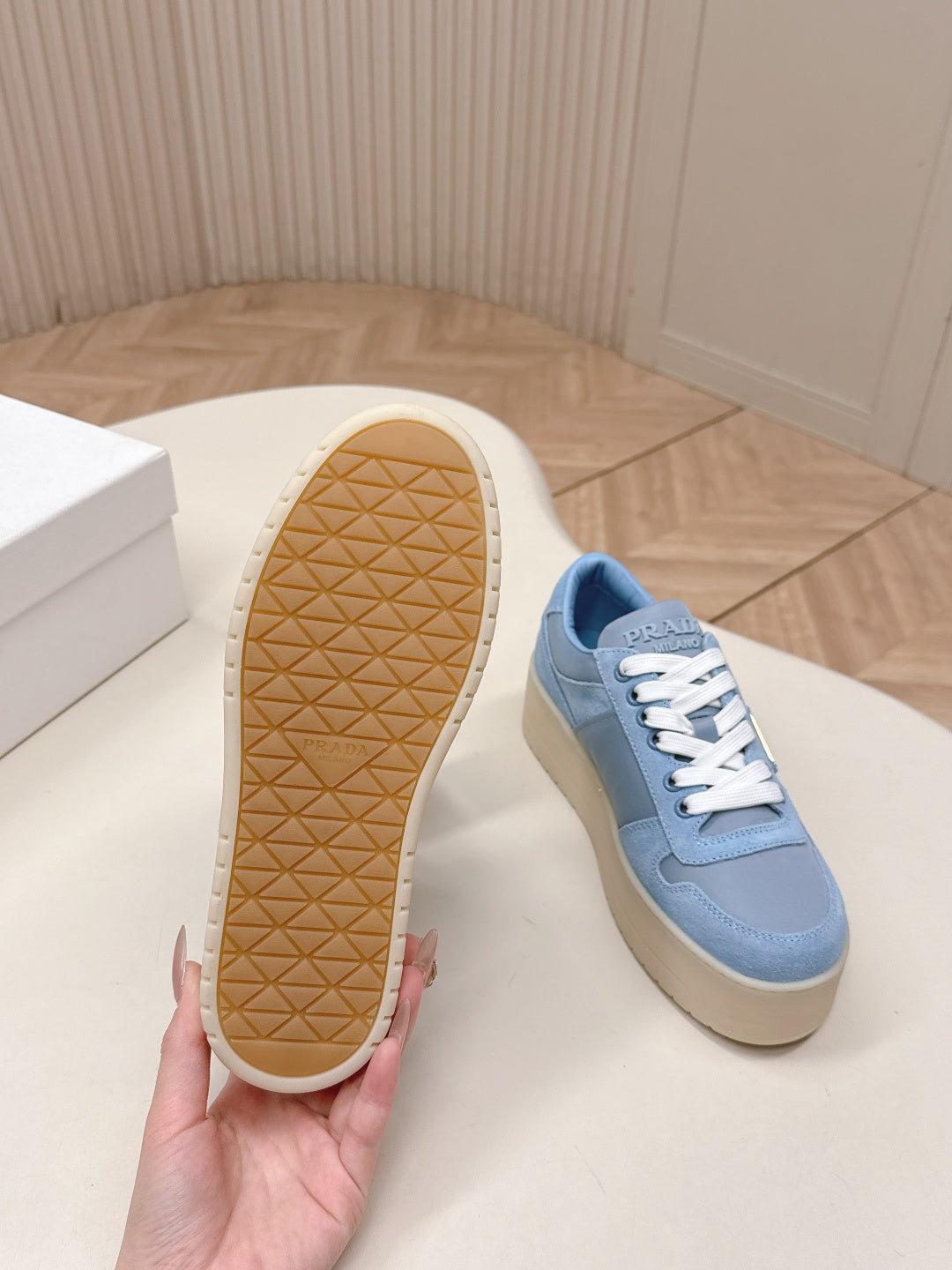 PRA 2026S Platform Sneakers 50 Blue Suede Cowhide 663496