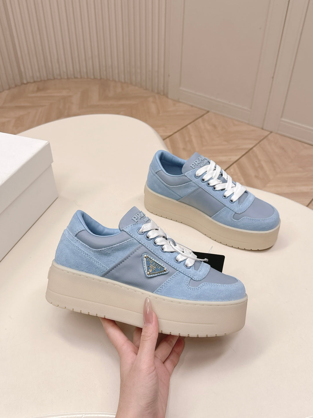PRA 2026S Platform Sneakers 50 Blue Suede Cowhide 663496