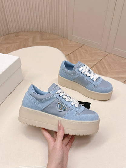 PRA 2026S Platform Sneakers 50 Blue Suede Cowhide 663496