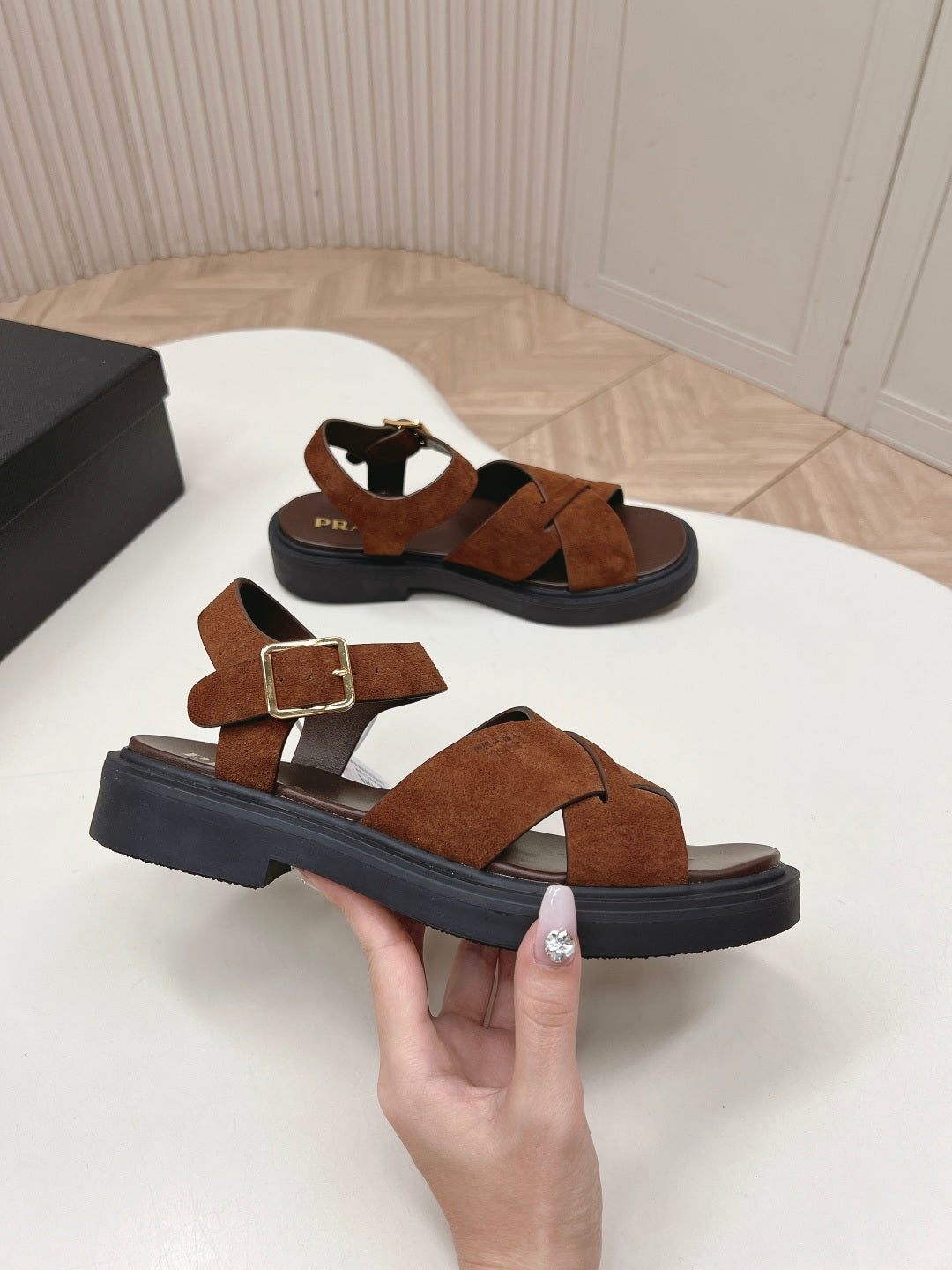 Prada 2026 Sandal Brown Suede 858021