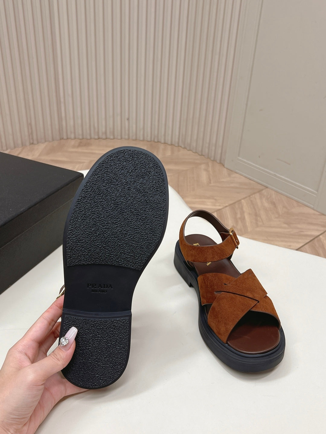 Prada 2026 Sandal Brown Suede 858021
