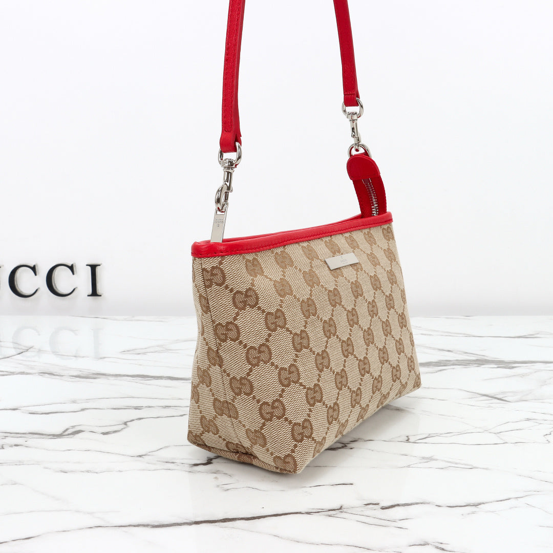 Gucci 2026 Tribeca Large Tote Bag Ebony Red Canvas Leather