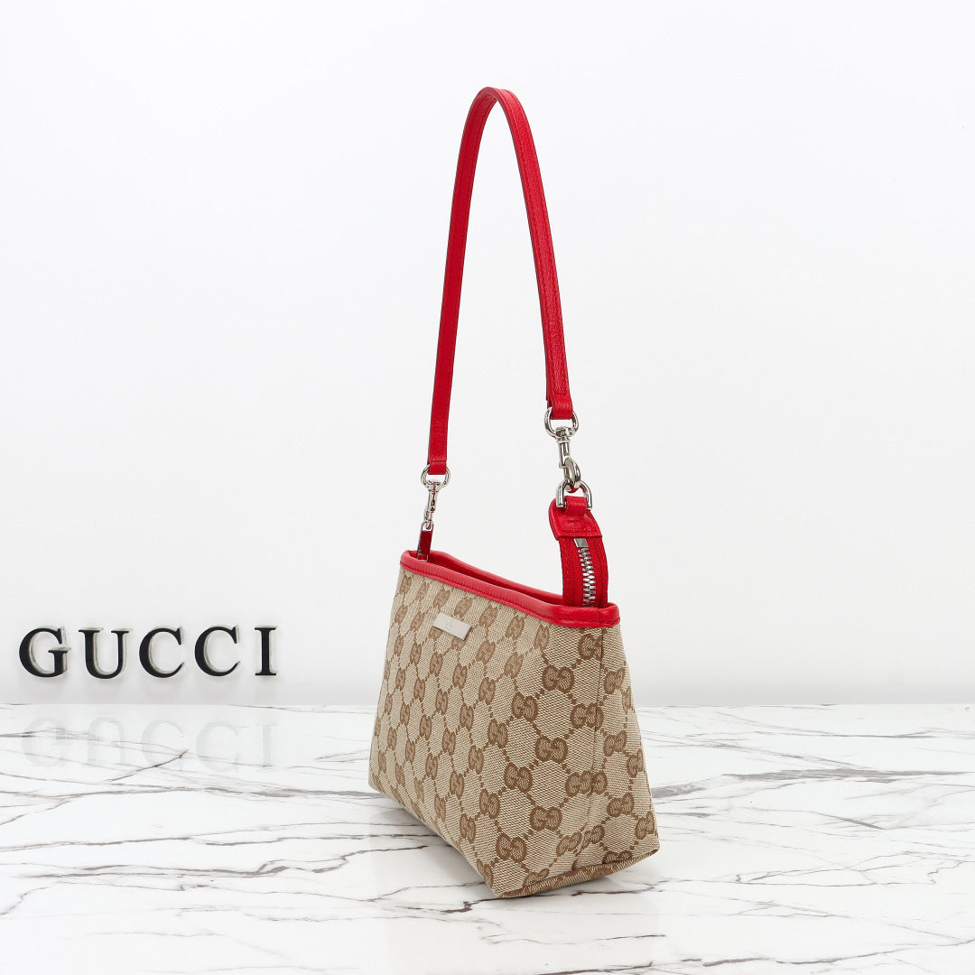 Gucci 2026 Tribeca Large Tote Bag Ebony Red Canvas Leather