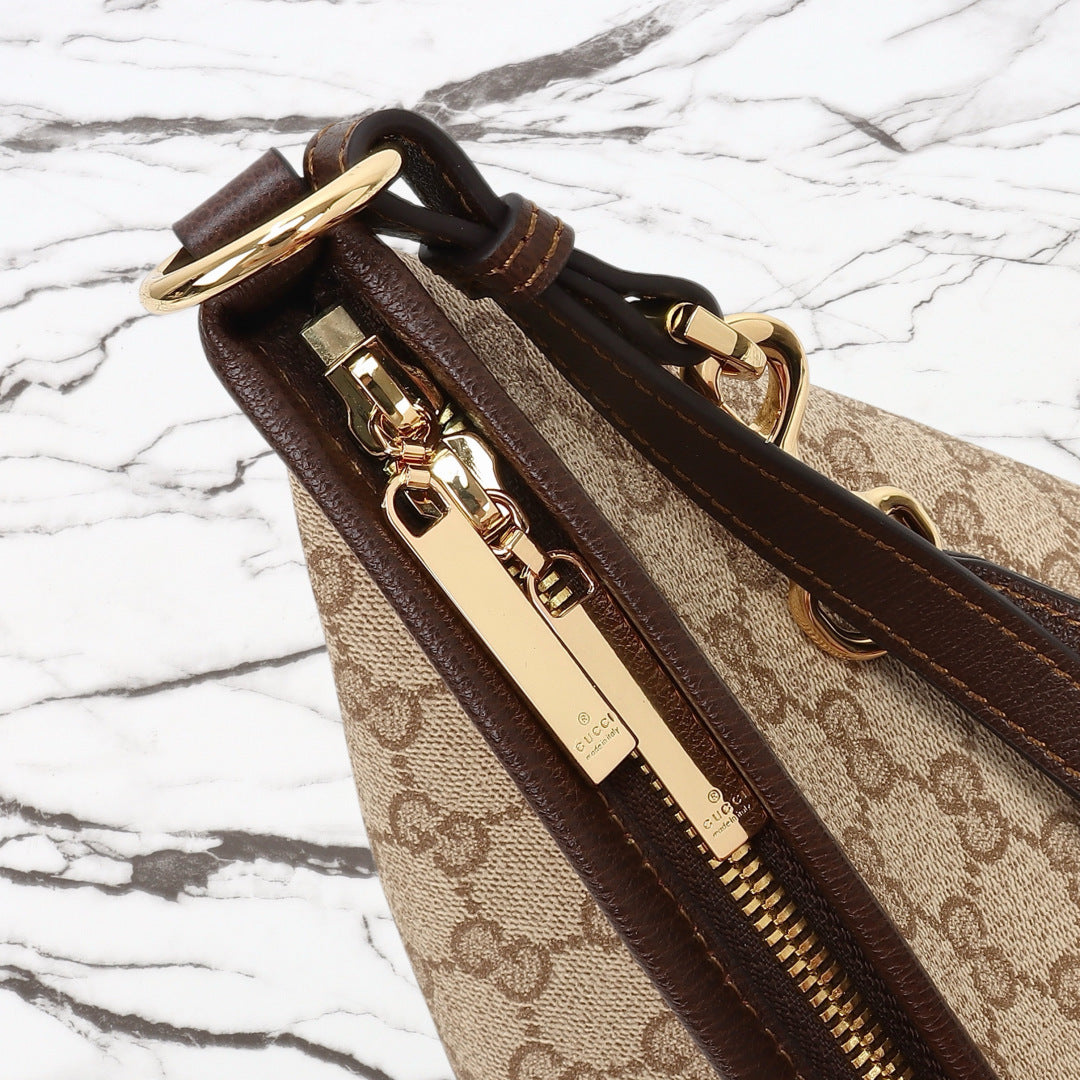 Gucci 2026 Large Shoulder Bag With Web 40cm Sand mix Brown Canvas Leather
