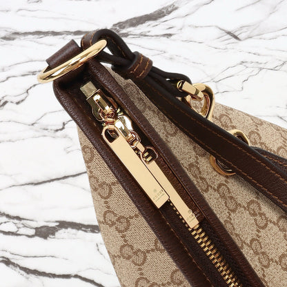 Gucci 2026 Large Shoulder Bag With Web 40cm Sand mix Brown Canvas Leather