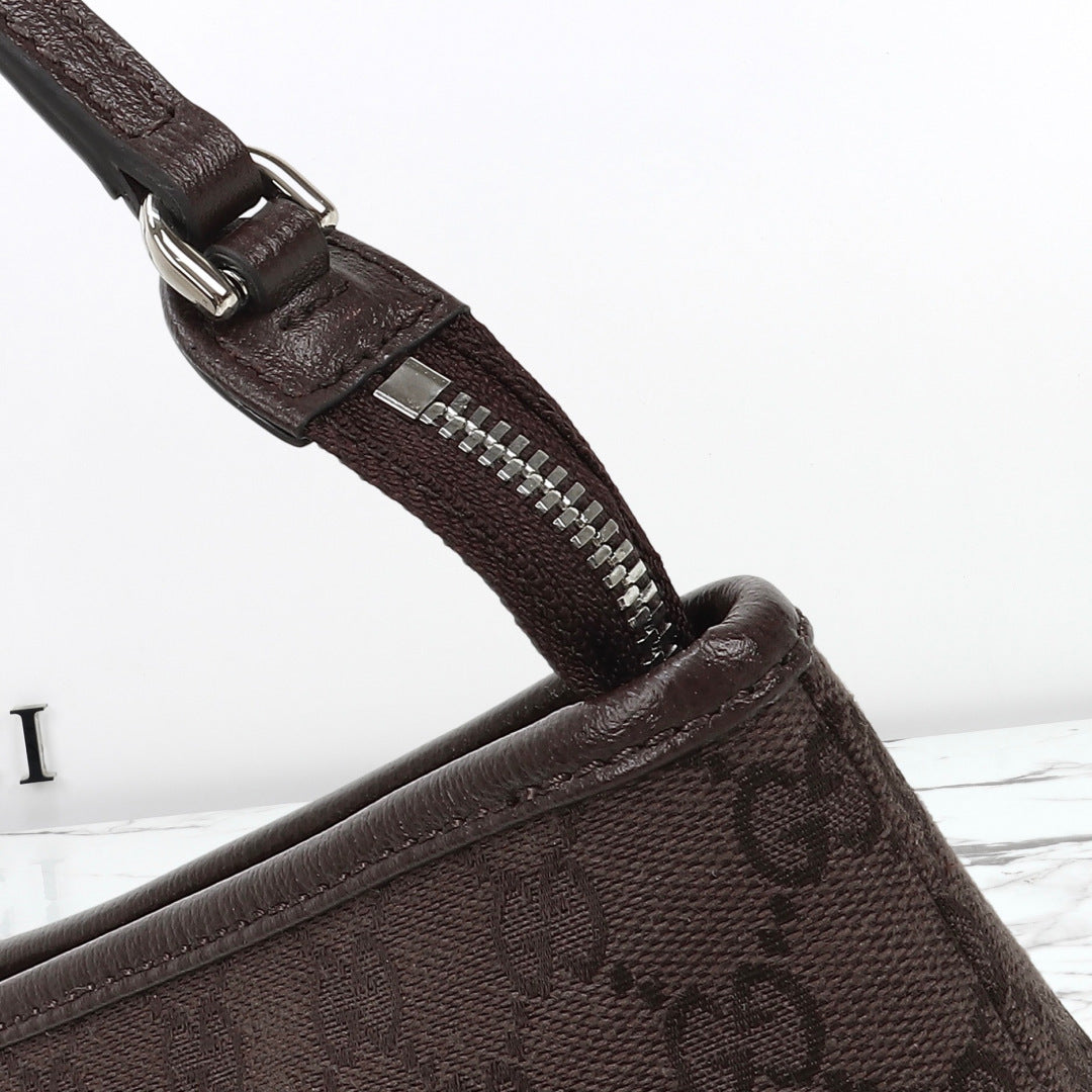 Gucci 2026 Small Pouch with Strap 17cm Dark Brown Canvas Leather