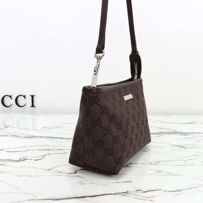 Gucci 2026 Small Pouch with Strap 17cm Dark Brown Canvas Leather
