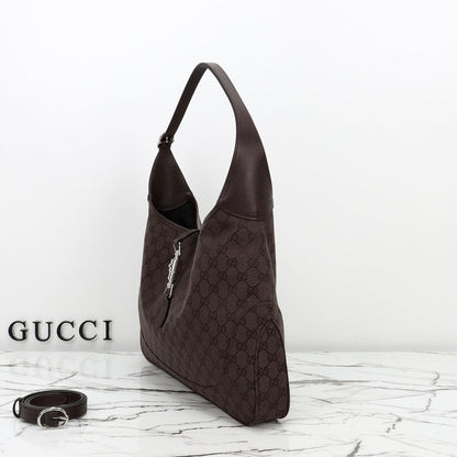 Gucci 2026 Jackie 1961 40cm Dark Brown Canvas Leather