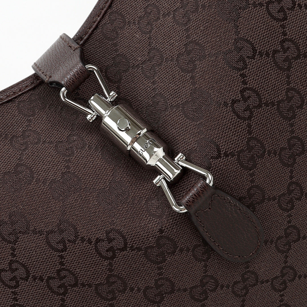 Gucci 2026 Jackie 1961 40cm Dark Brown Canvas Leather