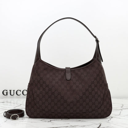 Gucci 2026 Jackie 1961 40cm Dark Brown Canvas Leather