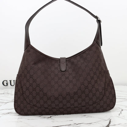 Gucci 2026 Jackie 1961 40cm Dark Brown Canvas Leather