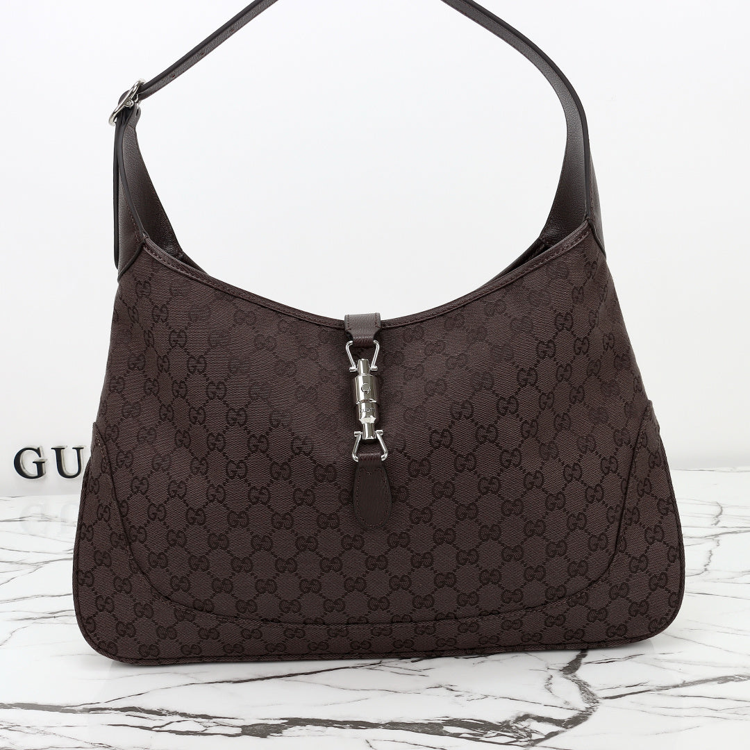 Gucci 2026 Jackie 1961 40cm Dark Brown Canvas Leather
