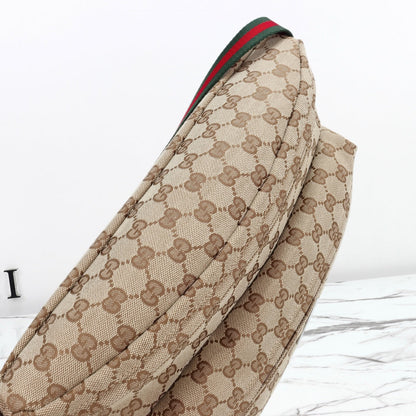 Gucci 2026 Tag Crossbody Bag 30cm Sand mix Brown Canvas