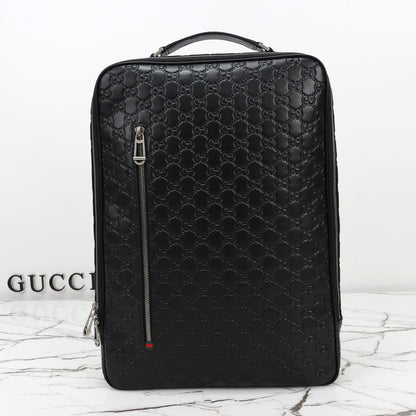 Gucci 2026 Emblem Backpack 43cm Black Embossed Calfskin