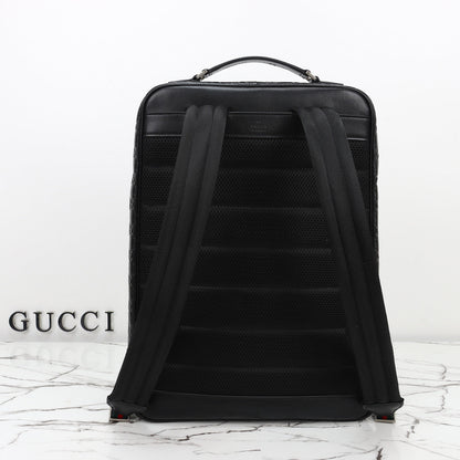 Gucci 2026 Emblem Backpack 43cm Black Embossed Calfskin