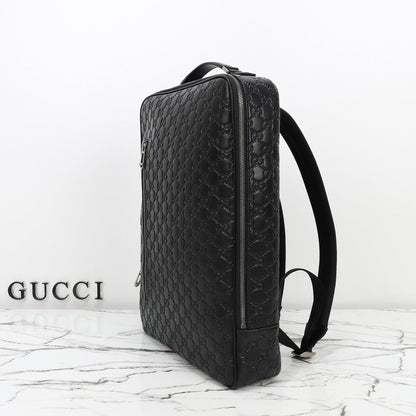 Gucci 2026 Emblem Backpack 43cm Black Embossed Calfskin