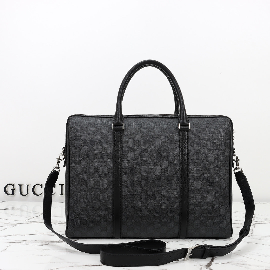Gucci 2026 Mega Web Trademark Briefcase 38cm Canvas Leather