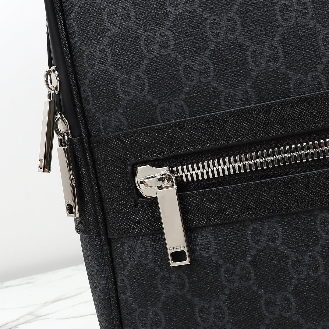 Gucci 2026 Essence Classic Backpack 44cm Black Canvas Leather