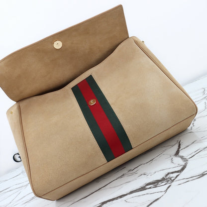 Gucci 2026 Paparazzo Shoulder Bag 37cm Beige Red Green Leather