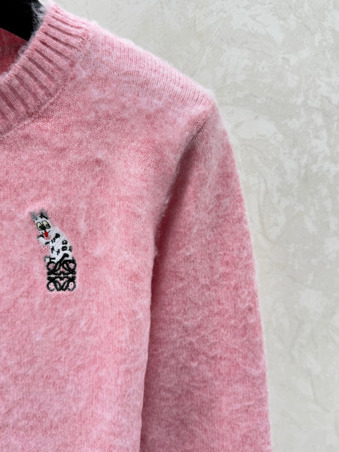 Loewe 2025 Round Neck Embroidered Logo Sweater Woo