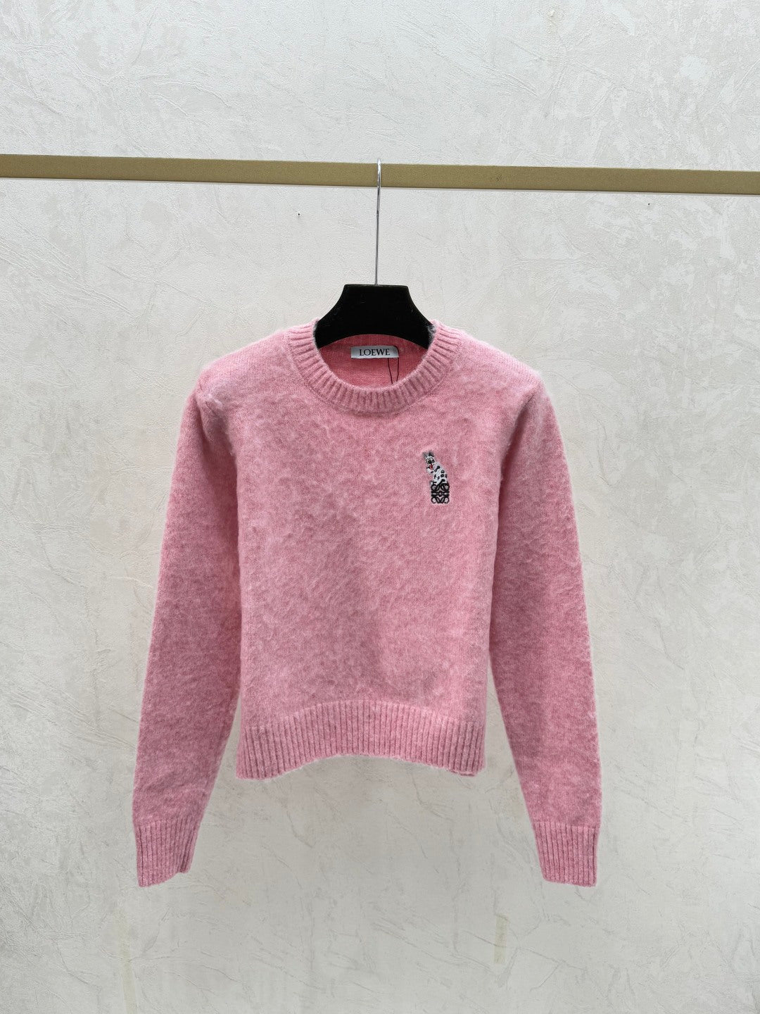 Loewe 2025 Round Neck Embroidered Logo Sweater Woo