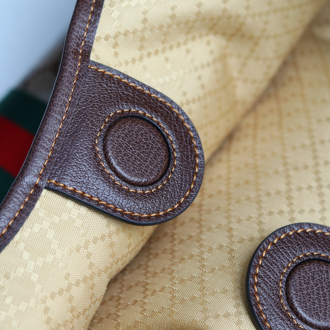 Gucci 2026 Giglio Shoulder Bag 60cm Brown Green Red Calfskin