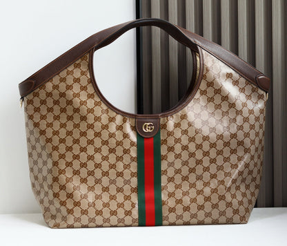 Gucci 2026 Giglio Shoulder Bag 60cm Brown Green Red Calfskin