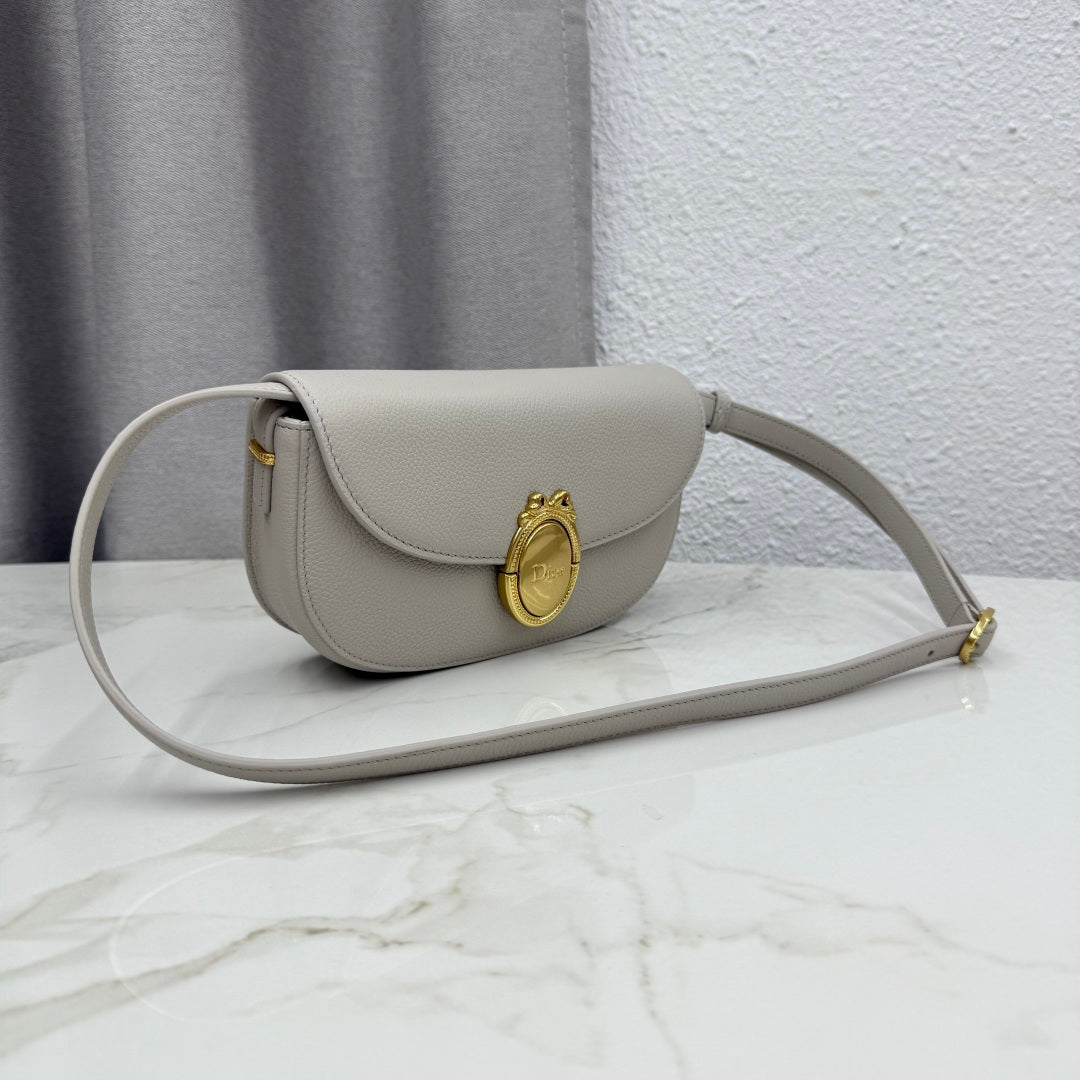 Dior 2026 Médaillon Flap Bag Rock Grey Grained Calfskin