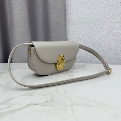 Dior 2026 Médaillon Flap Bag Rock Grey Grained Calfskin