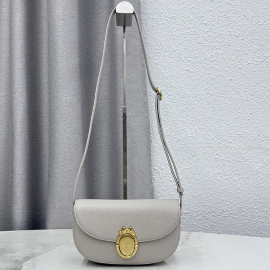 Dior 2026 Médaillon Flap Bag Rock Grey Grained Calfskin