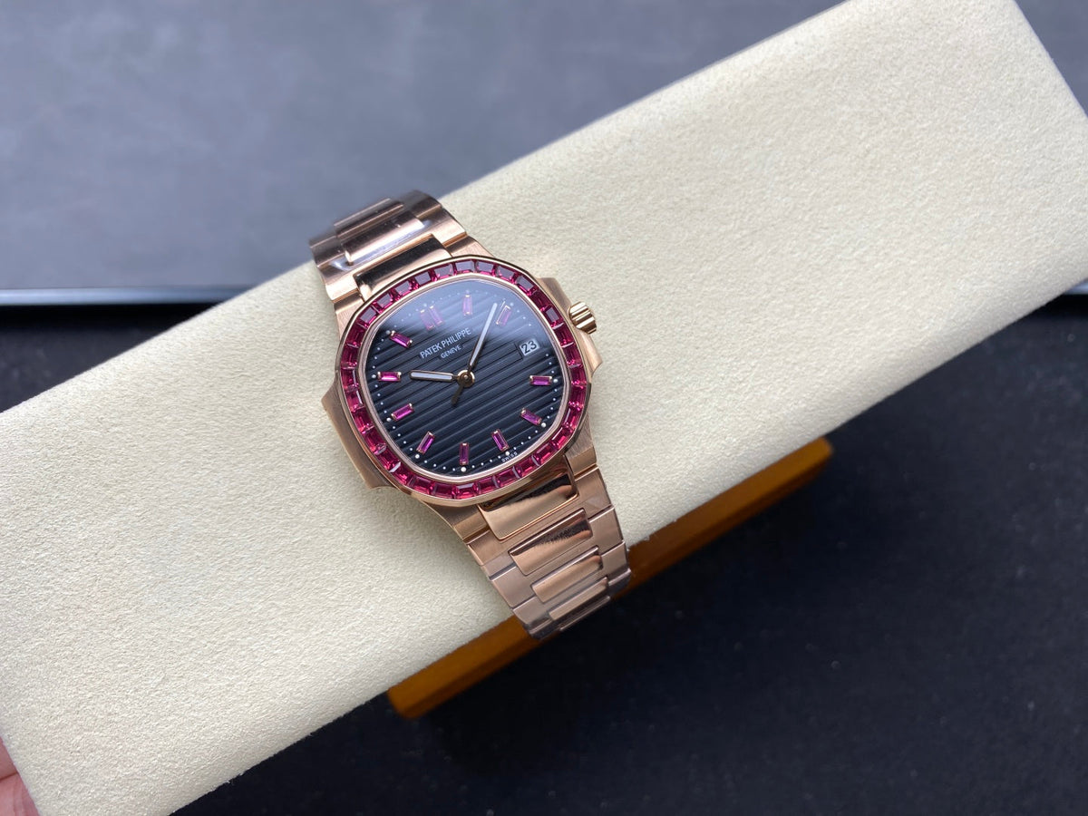 PATEK Nautilus 35.2mm Pink Gold Black Dial