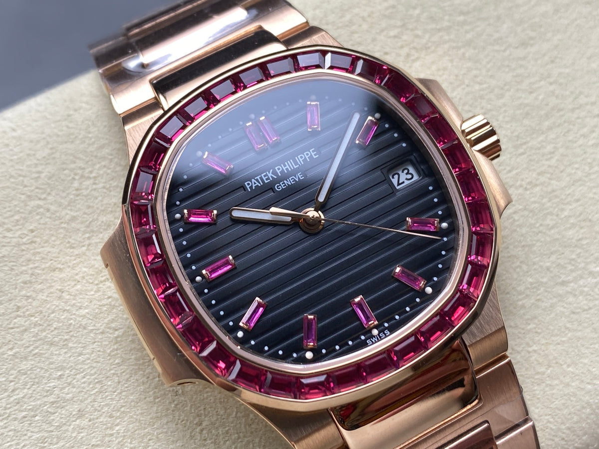 PATEK Nautilus 35.2mm Pink Gold Black Dial