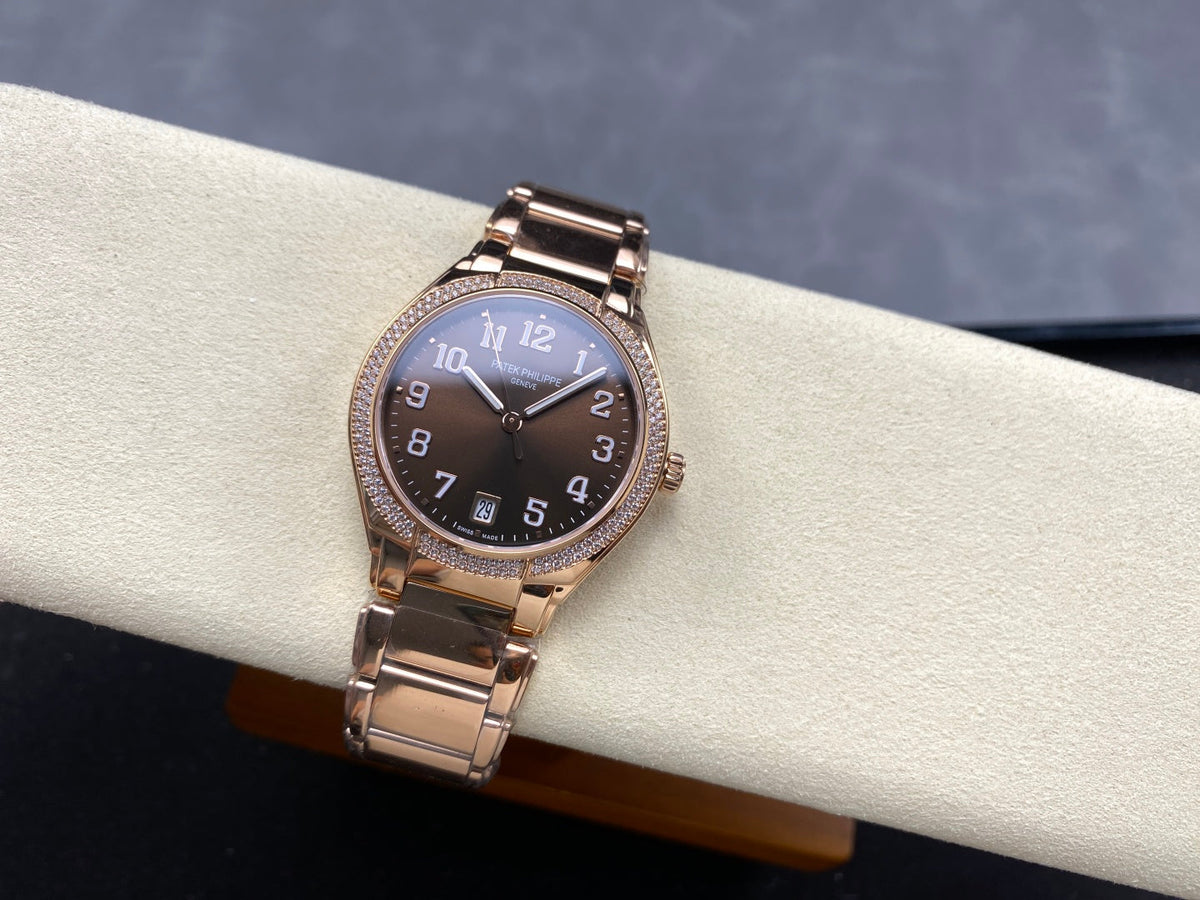 PATEK Twenty-Four 36mm Diamond Pink Gold Chocolate Dial