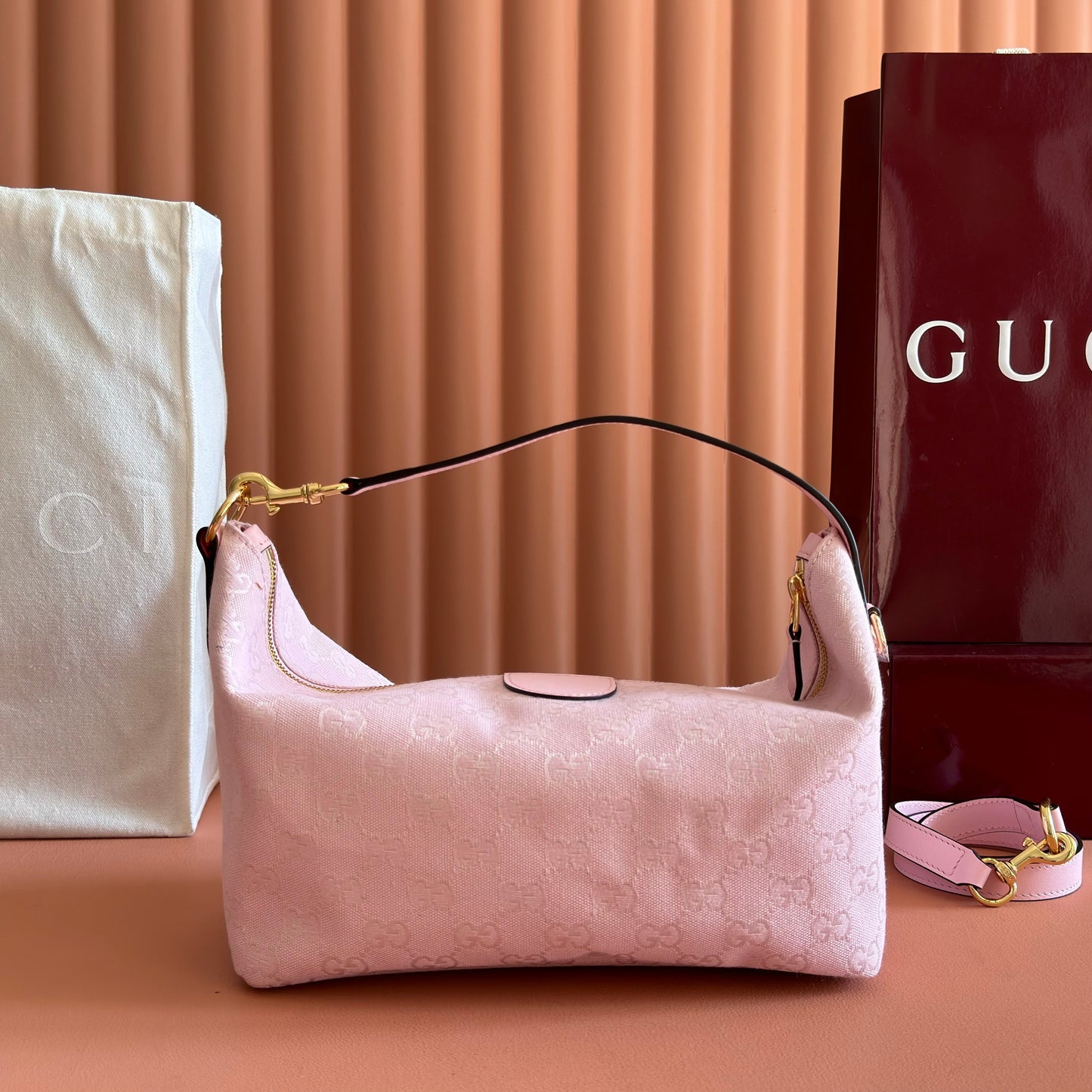 Gucci 2026 Vanity GG-Canvas Top Handle Bag 27.5cm Pink Canvas Leather 280773