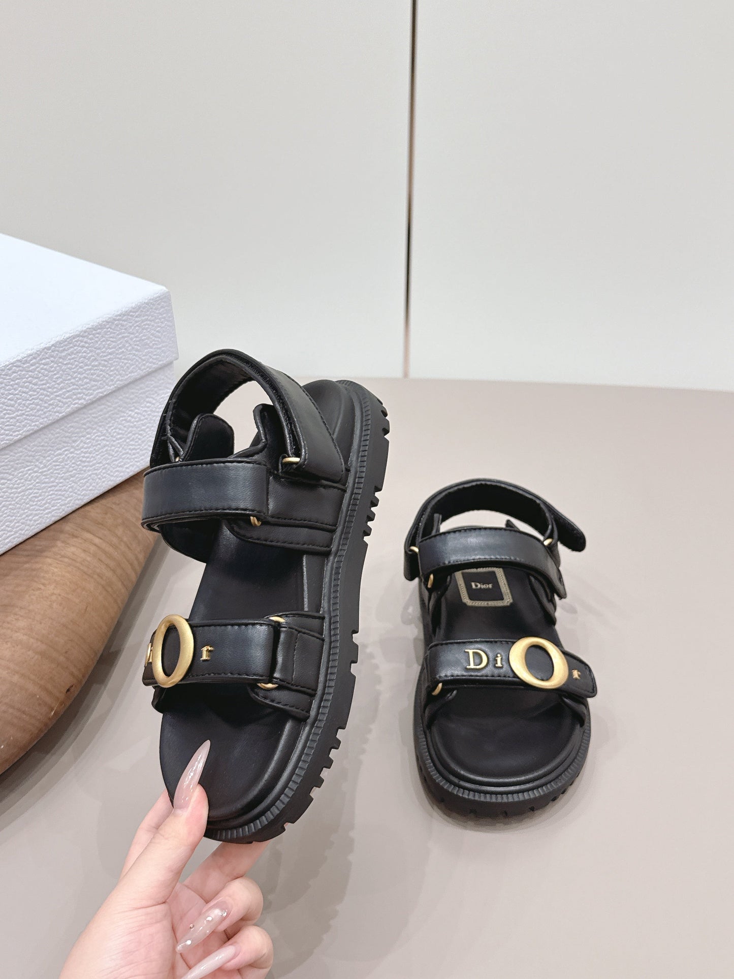 CD 26A Platform Sandal Sheepskin Gold Buckle