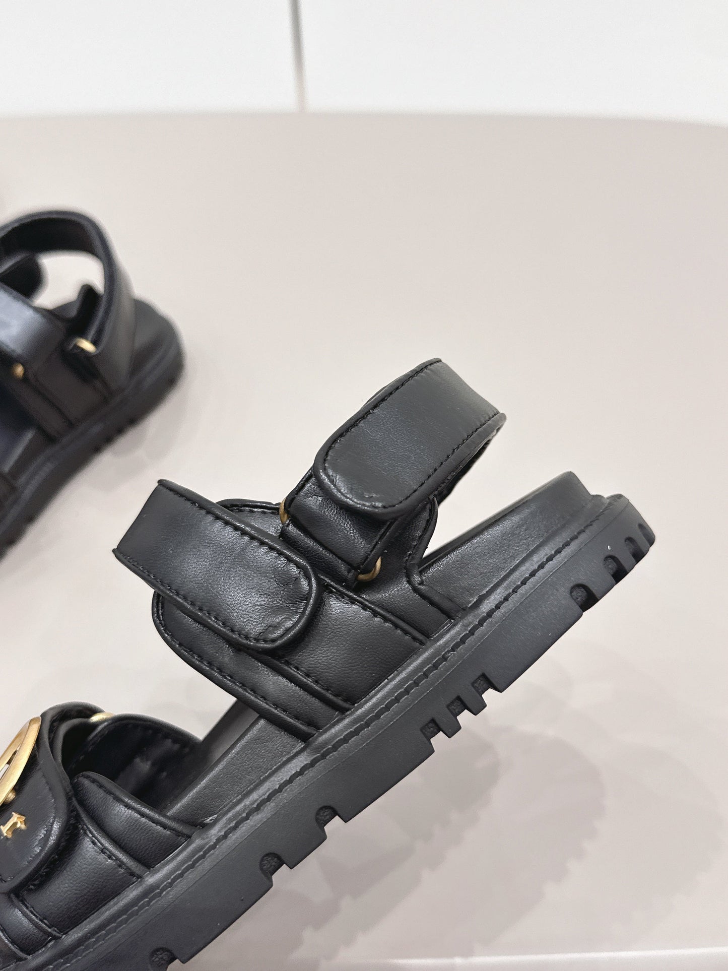 CD 26A Platform Sandal Sheepskin Gold Buckle