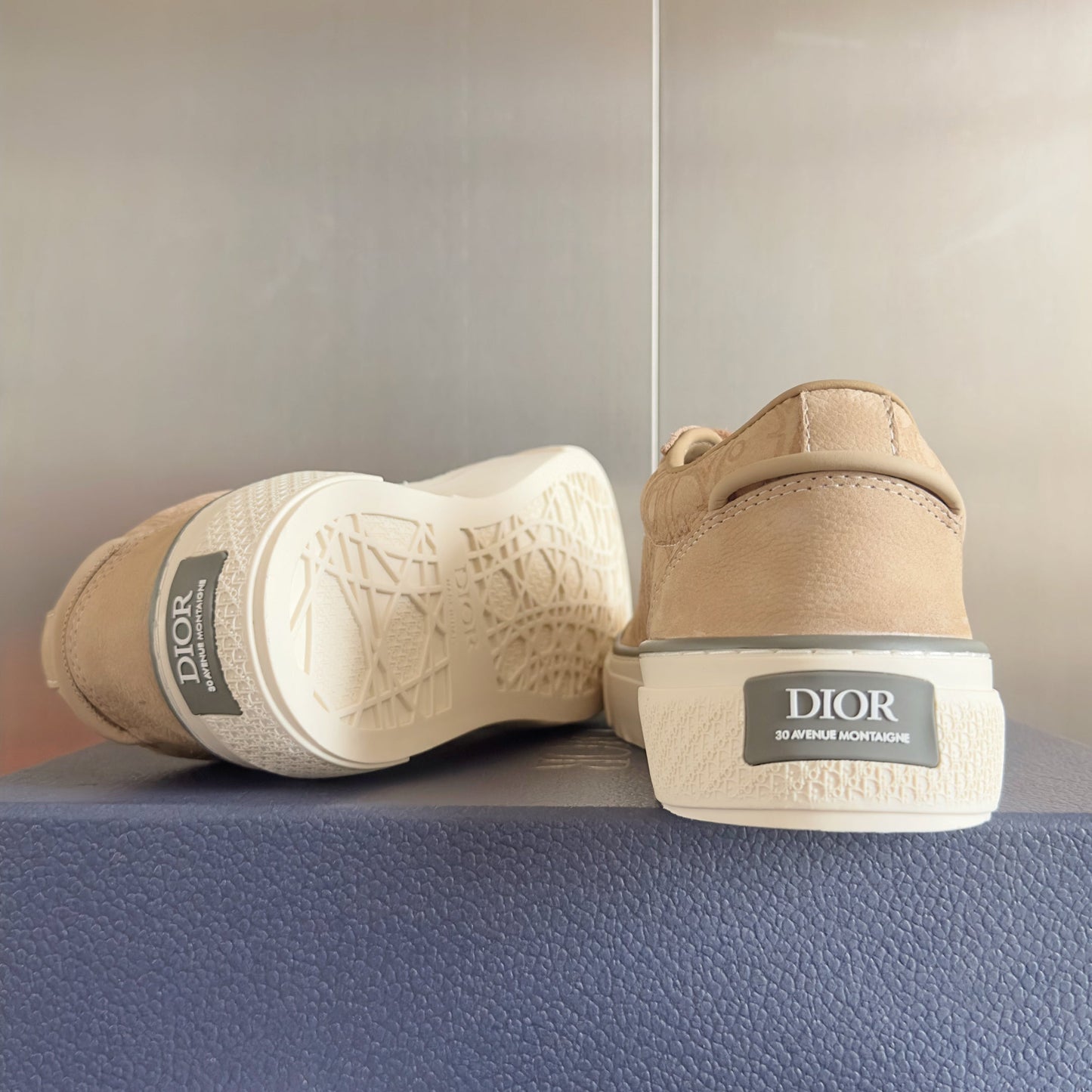 CD 26 B33 Platform Sneakers Light Brown Monogram Cowhide 609189