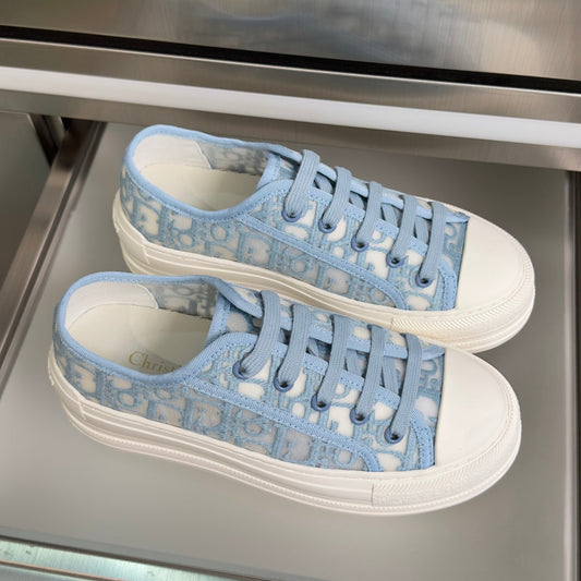 Dior 2026 Walk'n'Dior Platform Sneaker White Blue Fabric Sheepskin 713664