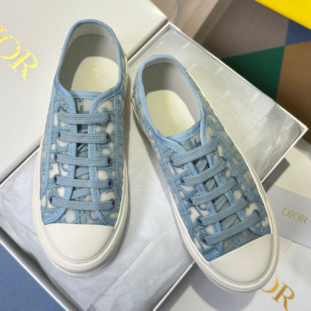 Dior 2026 Walk'n'Dior Platform Sneaker White Blue Fabric Sheepskin 713664