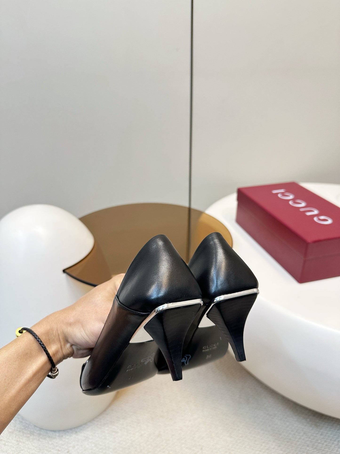 GG 26SS High Heels Pump Black Calfskin 645692