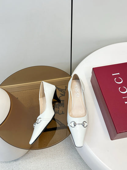 GG 26SS High Heels Pump White Calfskin 645694