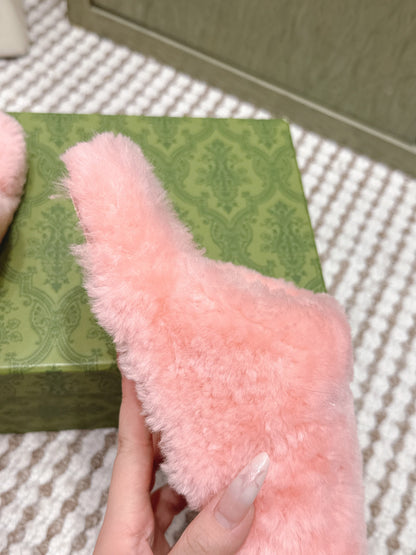 GG 26ss Loafers Rhinestones Pink Wool 612029